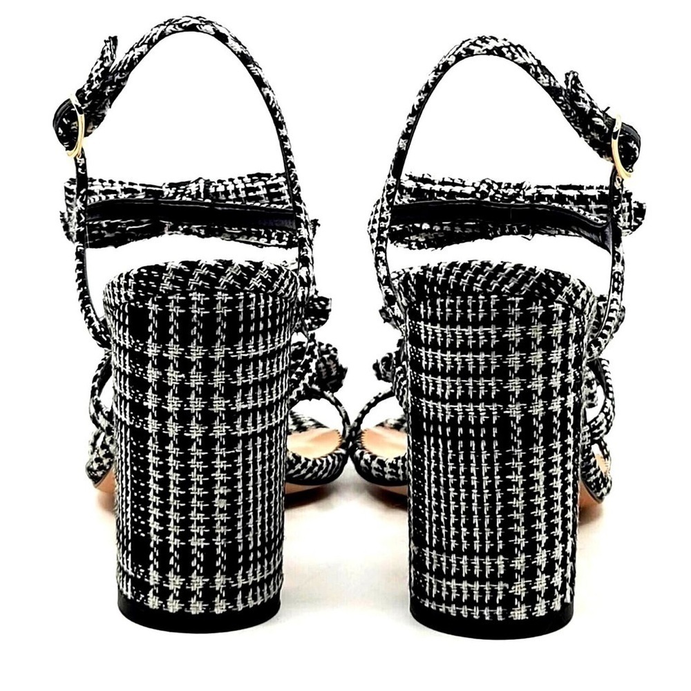 J Crew Stella Glen Plaid Sparkle Bow Strappy Heels. NWOT - Picture 2 of 4